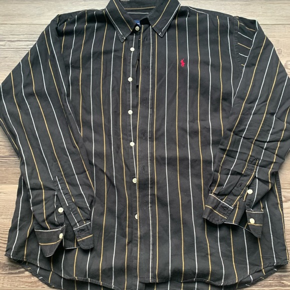 Ralph Lauren Button Up Black and Gold - Picture 1 of 2